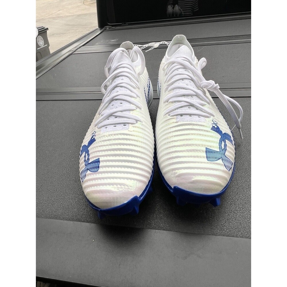 Under Armour Blur Pro Intelliknit Football Cleats Men 12 White Blue 3028220-106 - Picture 2 of 9